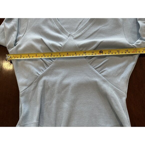 NWT 7 For All Mankind Baby Blue Long Sleeve Bodysuit Womens Size Medium - Picture 8 of 9